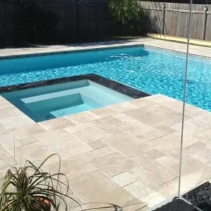 Pool Tiles and coping in color travertine ivory