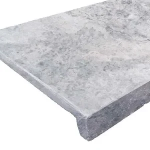 Silver Travertine Drop Face Pool Coping silver tiles