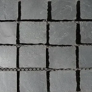 Grey slate cobblestone tiles
