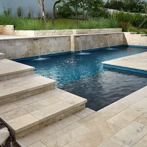 Ivory travertine pool coping tumbled tiles cream stepping coping biege tiles