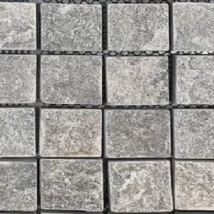 Tumbled grey cobblestones tiles and pavers
