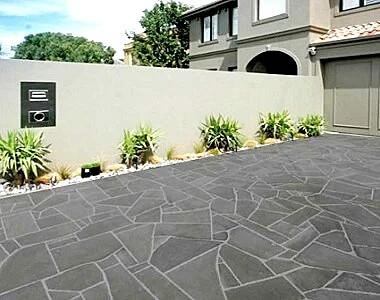 Black crazy paving driveways tiles and pavers