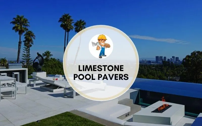 Limestone pool pavers image with some text